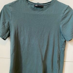 Zara Teal Short-Sleeve Crew Neck T-Shirt